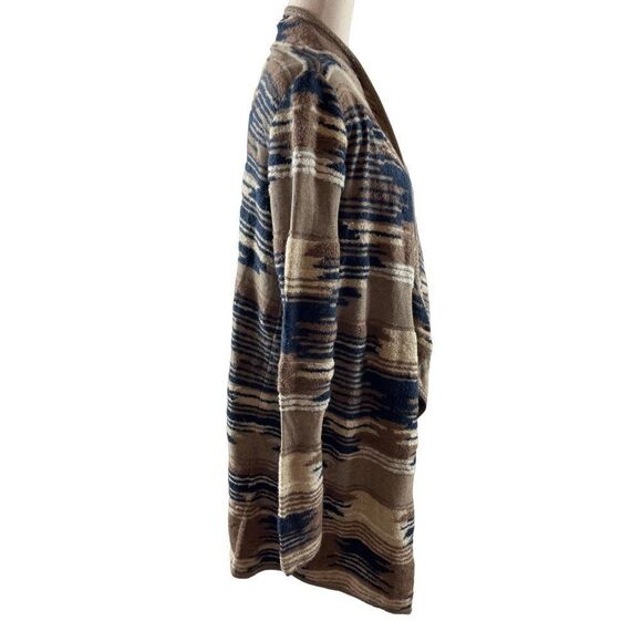 Lucky Brand Aztec Southwestern Textured Longline Cardigan Open Drape Small Boho - Picture 4 of 10